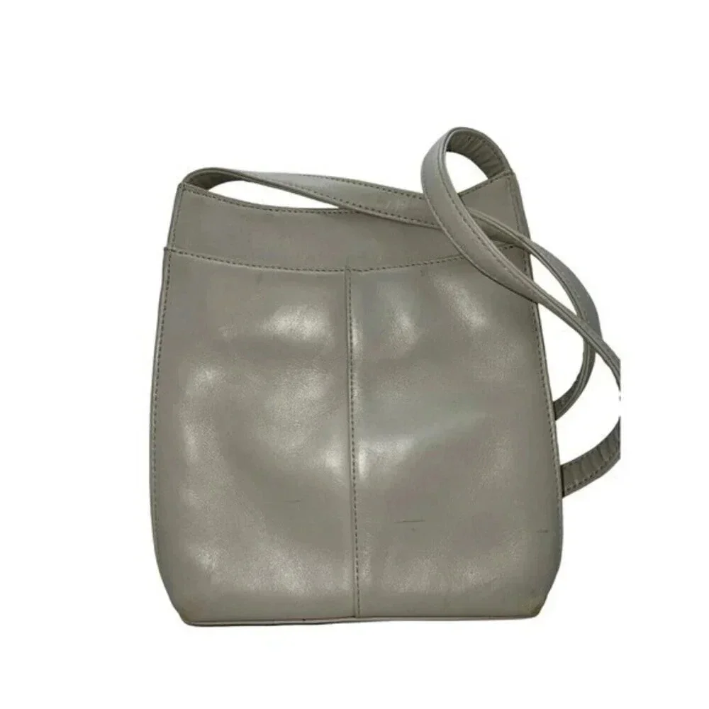 Jones New York Vintage Leather Shoulder Bag Slim Purse Bone​​​‎